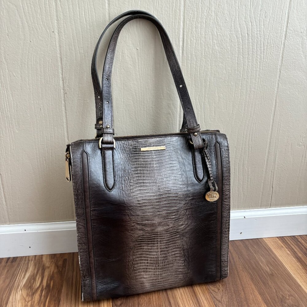 Brahmin Leather Large Caroline Nightfall Sven Satchel Bag Purse